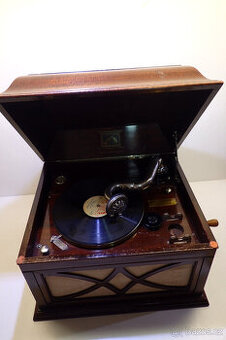 Gramofon na kliku - Anglie - 1930 - funkční 