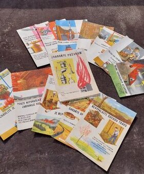 Zabraňte požáru, 12 karet 33x49 cm, rok 1965