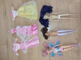 3 x panenka originál Barbie Mattel + panenka Disney, šatičky - 1