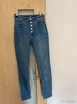 Dívčí sv. modré jeansy H&M, vel. 170, velká sleva.