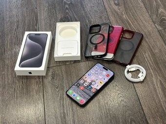 Apple iPhone 15 PRO MAX 512GB šedý TOP STAV komplet