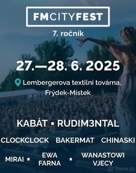 2 vstupenky sobota FM CITY FEST
