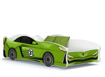 Dětská auto postel zelená