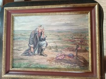 Obráz I světová válka , olej plátno, signován 42x30