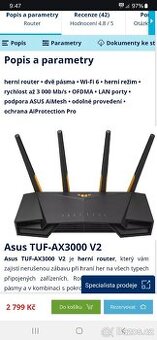 Prodám Router Asus TUF-AX 3000 V2