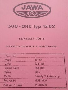 JAWA 500 OHC 02 Návod k obsuze