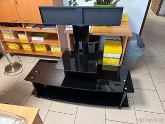 Stojan k TV s poličkami černé sklo - 1