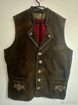 Pánská kožená vesta vel.54 Almsach (myslivecká, lovecká)