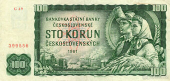 Stará Bankovka 100 Korun 1961, Vzacna serie G 49 399556