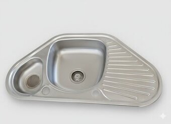 Rohový nerezový kuchyňský dřez