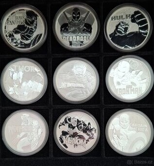 Marvel 9 x 1 oz stříbrná mince - komplet série