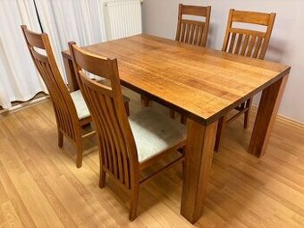 Dubový masivní stůl + 4ks židlí