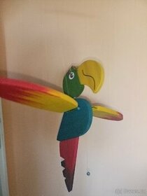 Dreveny papousek houpaci na poveseni - 1