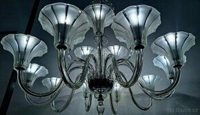 Starožitný celoskleněný Art Deco lustrk.  osvětlení