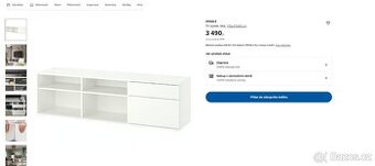 Prodám TV stolek IKEA VIHALS – bílý, 176×37×50 cm