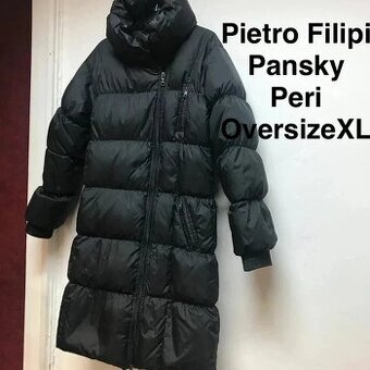 Pietro Filipi perovy dlouhy prosivany cerny kabat 42