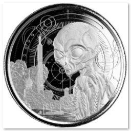 stříbrná mince UFO