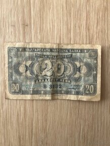 Bankovka 20 Leva Bulharsko 1947