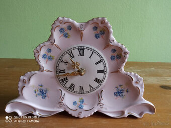 Hodiny růžový porcelán značky H&C