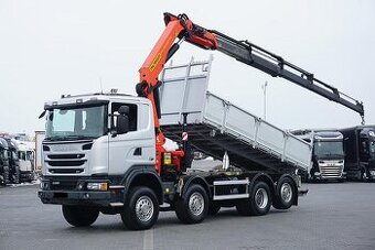 Scania G400 8x4 - třístranný sklápěč s hydraulickou rukou