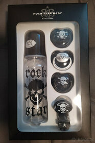 Nový dětský set ( 3 dudlíky, lahev) Rock Star Baby