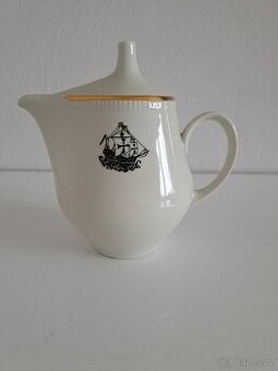 Porcelánová konvička s víčkem – motiv plachetnice