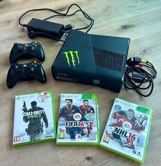 XBOX 360, 2x ovladac a 3x original hra