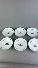 Sada misek na polévku, myslivecký porcelán