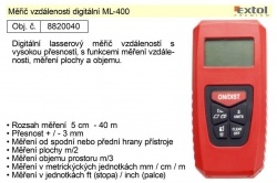 Digitální lasserový měřič vzdálenosti Extol PREMIUM ML-400