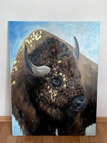 Obraz olejomalba na plátně býk buvol, 80x60 cm