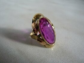Zlatý prsten s kamenem - zlato punc 585 - 1