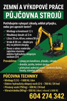 🟩 ZEMNÍ A VÝKOPOVÉ PRÁCE – PŮJČOVNA STROJŮ