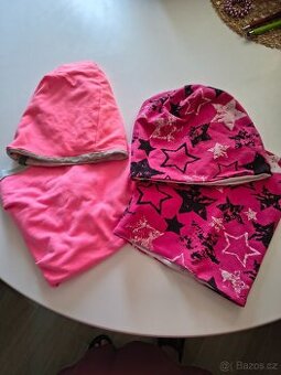 Jarní podšité čepice s nákrčníkem - komplet