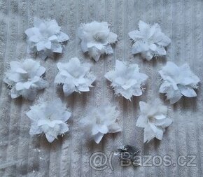 10x vánoční ozdoba, bílý květ