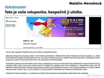 4× třídenní vstupenka na Comic-Con Praha v O2 universum