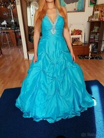 Dlouhé modré maturitní šaty/společenské šaty/šaty na ples