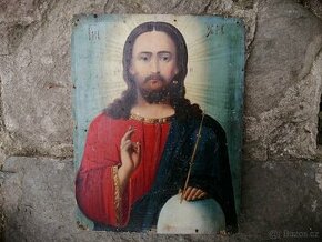 Pravá ruská ikona Ježíš z 19.st.