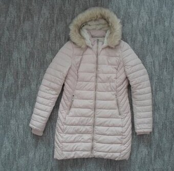 Růžová bunda bundička s kožíškem - 38, 40, M, L