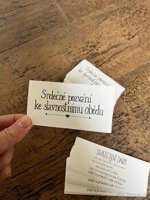 Svatební pozvánky ke stolu a kartičky "Svatební dary"