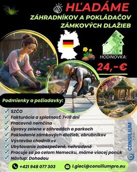 Hľadáme záhradníkov a pokladačov zámkových dlažieb.