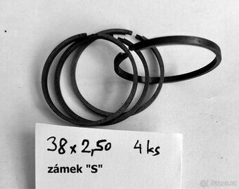 Pístní kroužky 38 x 2,5 mm zámek” S” 4 ks