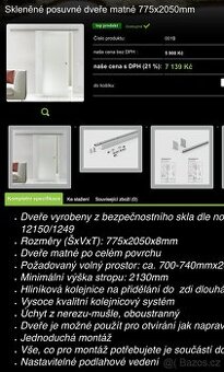 Prodám posuvné dveře z bezpečnostního skla