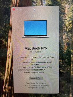 Apple MacBook Pro(16" 2019) Intel Core i7 2.6 GHz, 16 GB -