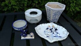 Různé porcelánové či keramické dekorace