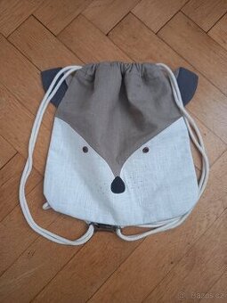 Dětský lněný stahovací batoh