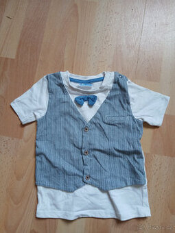 dětské tričko sváteční s motýlkem a vestou vel. 92