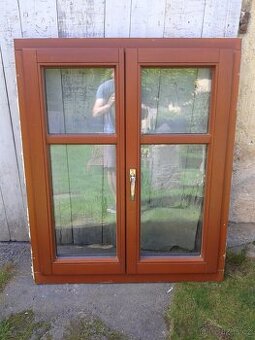 2 kusy - Dřevěné modřínové okno 100 x 120 cm