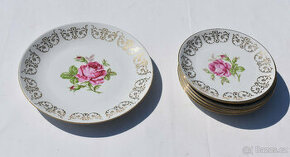 Prodám porcelánovou zlacenou soupravu podšálků Bohemia