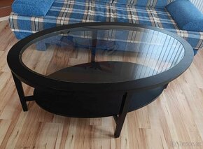 Krásný oválný konferenční stůl Ikea. Černé dřevo, sklo. - 1