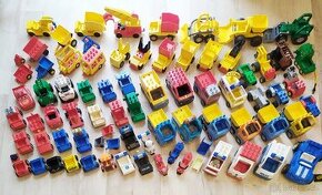 AUTA+STROJE DUPLO, vlaky,koleje, domky,kostky, doplňky